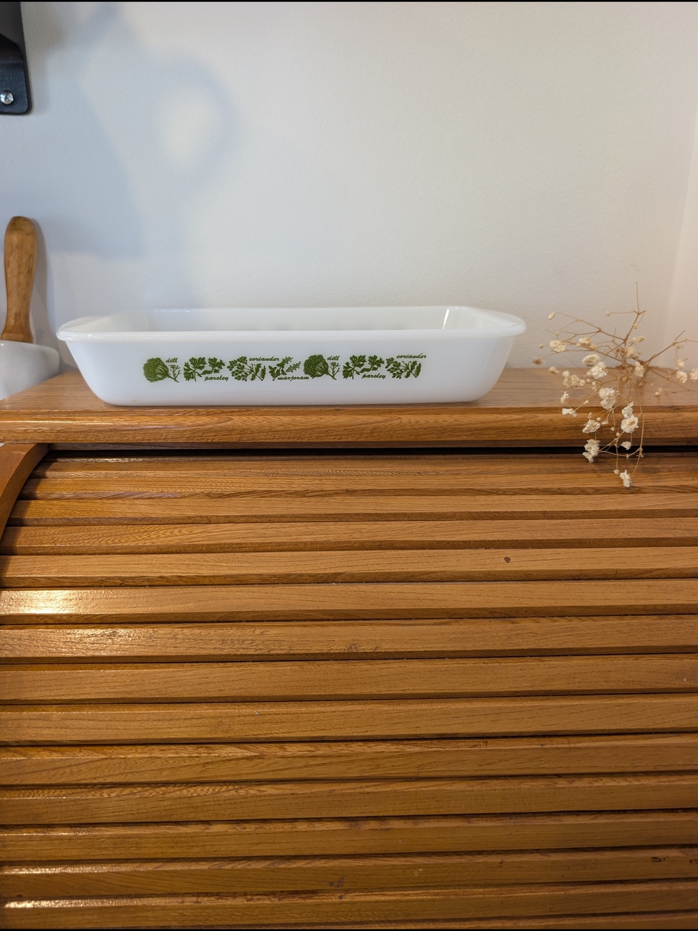 Vintage Glasbake “Herb Garden” Baking Dish — Made in USA